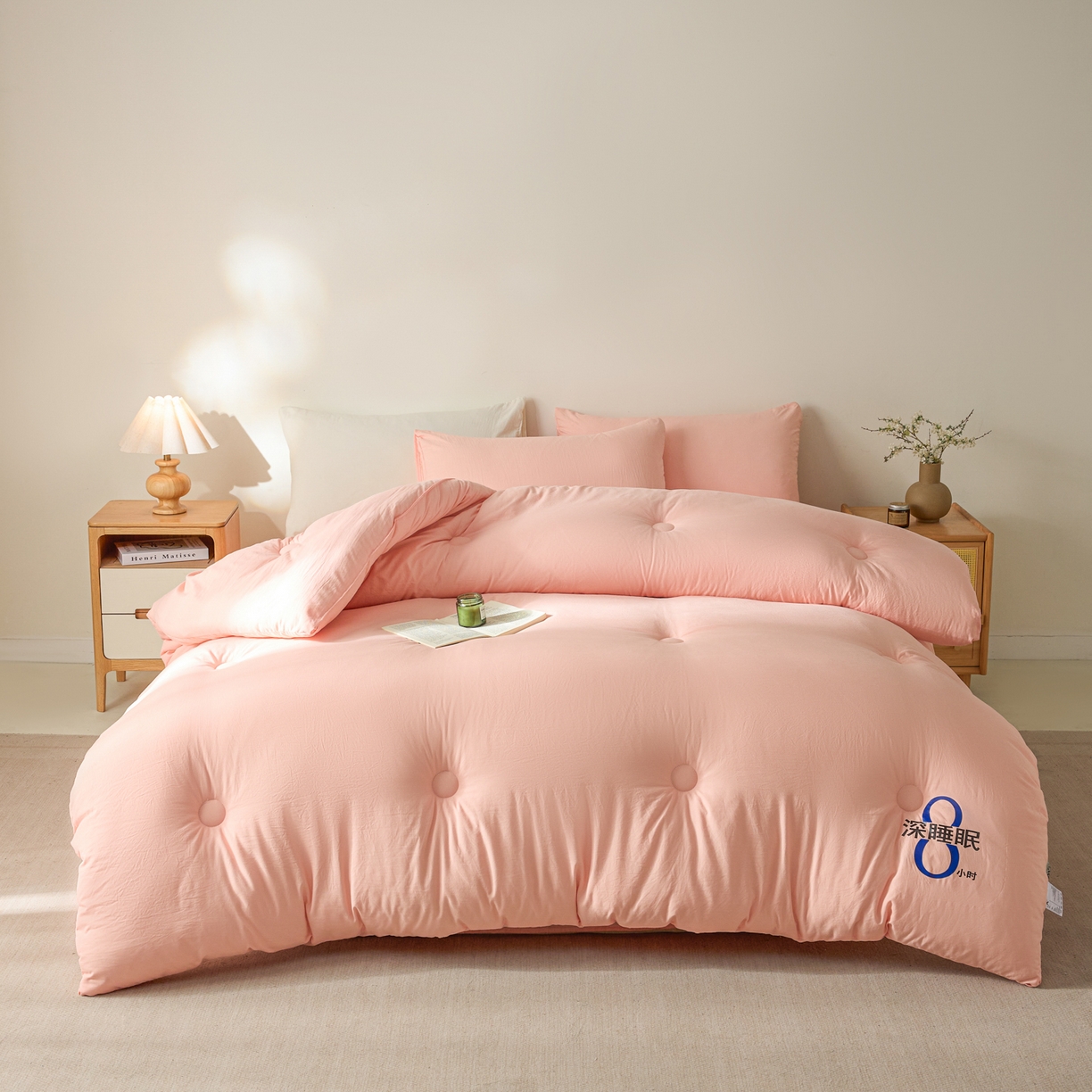 91家纺网 家纺一手货源 找家纺 芬晴家纺 2026春夏新款A类纯色棉花被冬被被子被芯 深睡眠-玉色