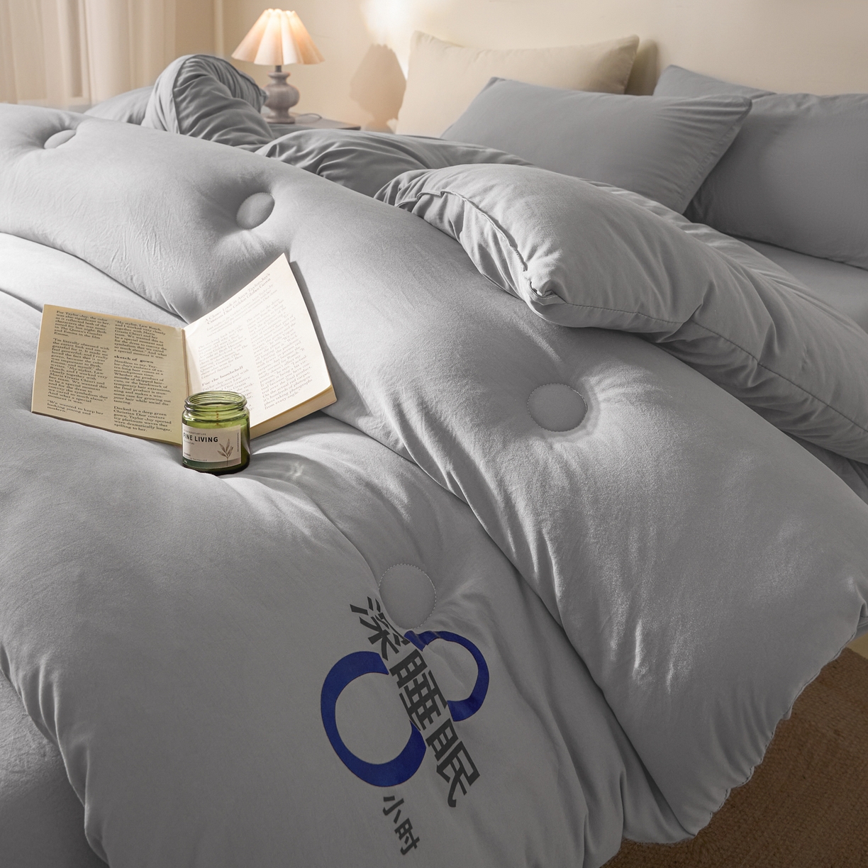 91家纺网 家纺一手货源 找家纺 芬晴家纺 2026春夏新款A类纯色棉花被冬被被子被芯 深睡眠-星灰