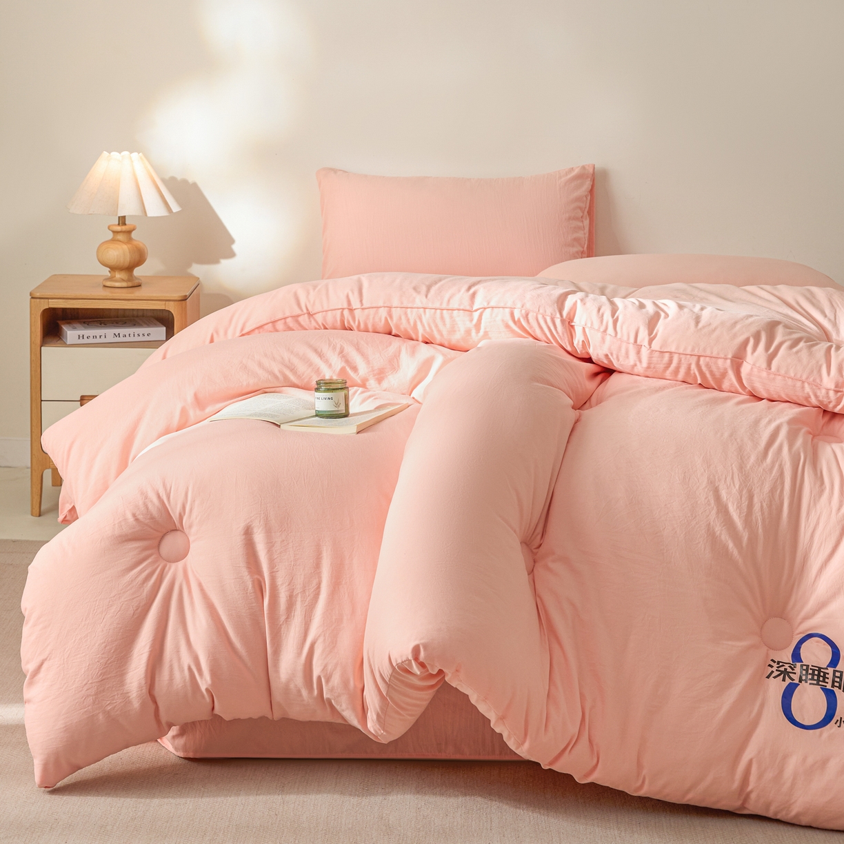 91家纺网 家纺一手货源 找家纺 芬晴家纺 2026春夏新款A类纯色棉花被冬被被子被芯 深睡眠-玉色