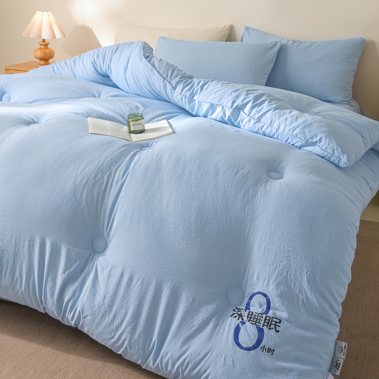 91家纺网 家纺一手货源 找家纺 芬晴家纺 2026春夏新款A类纯色棉花被冬被被子被芯 深睡眠-水蓝