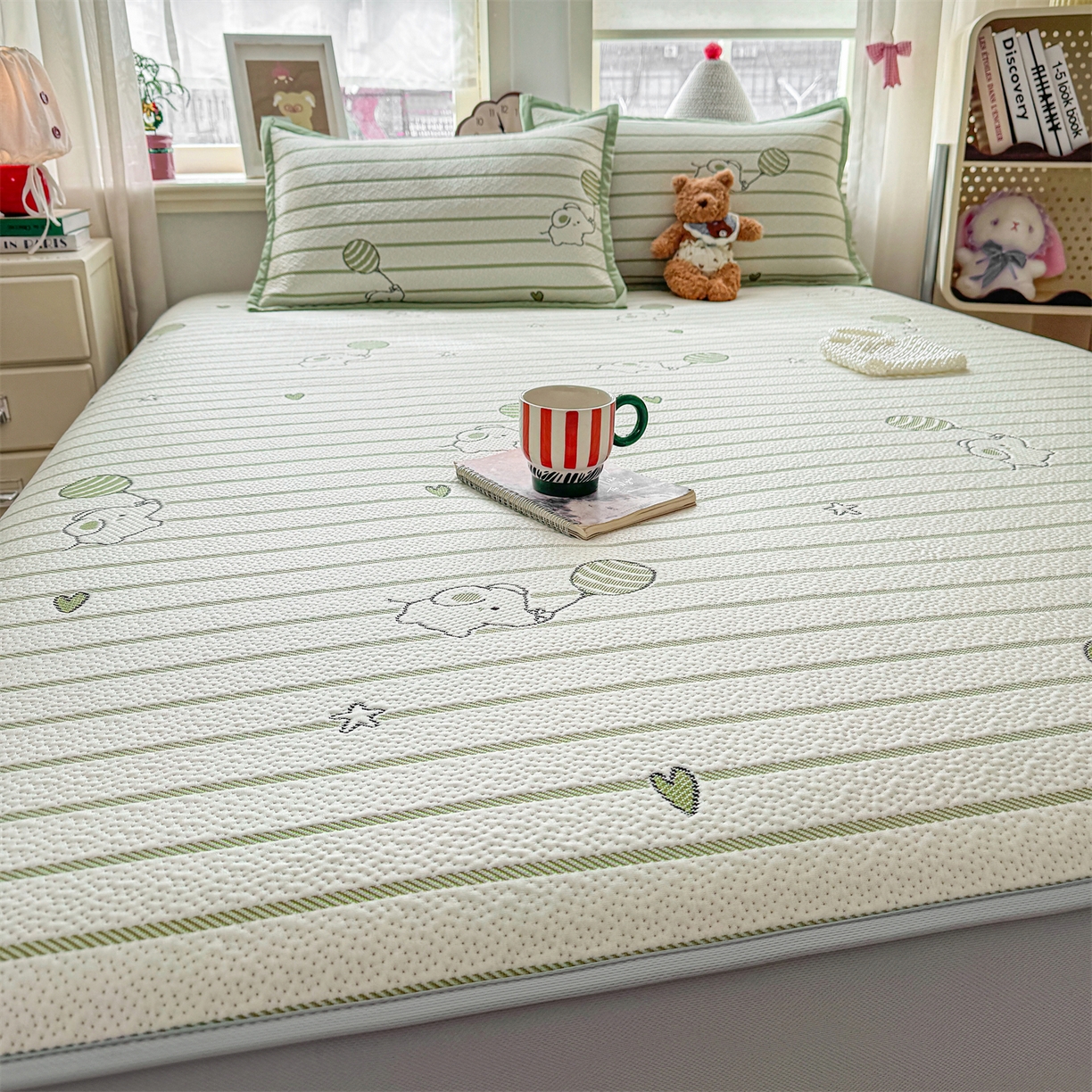 91家纺网 家纺一手货源 找家纺 （总）源舍家纺 2026新款A类PE卡通凉席三件套小红书爆款可水洗空调软席凉感值超0.25-床笠