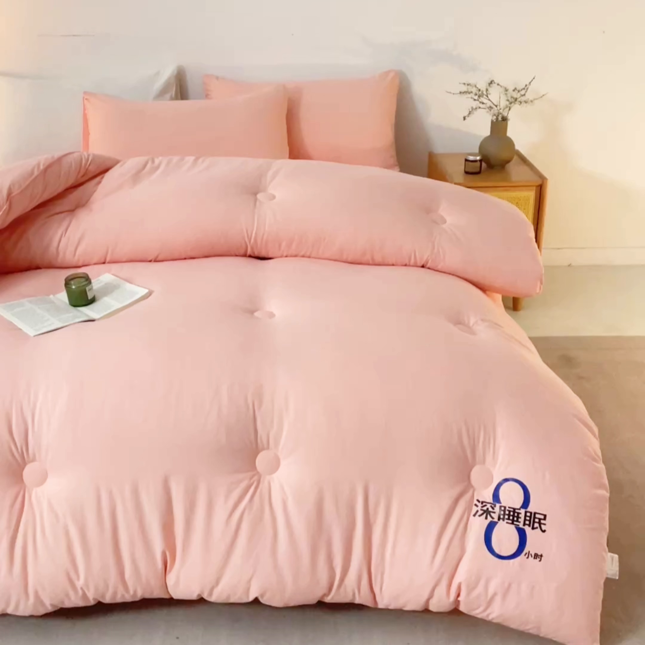 91家纺网 家纺一手货源 找家纺 芬晴家纺 2026春夏新款A类纯色棉花被冬被被子被芯 深睡眠-玉色