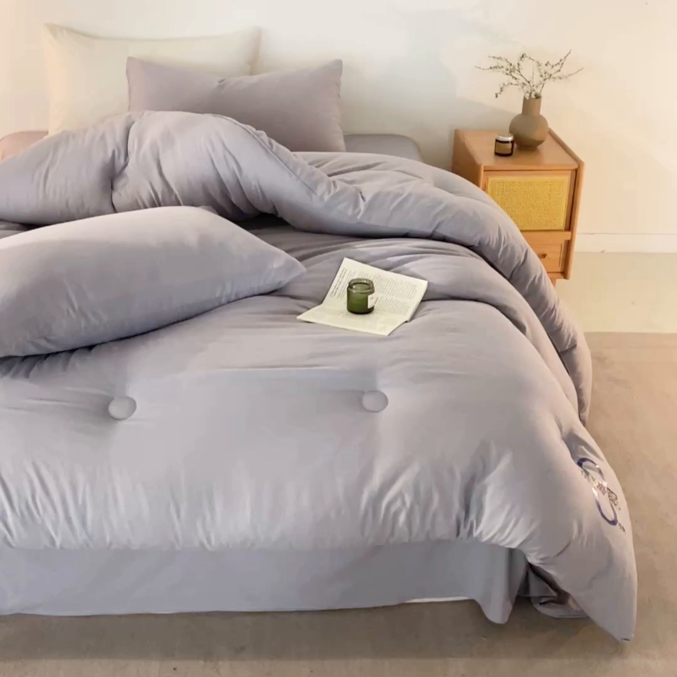 91家纺网 家纺一手货源 找家纺 芬晴家纺 2026春夏新款A类纯色棉花被冬被被子被芯 深睡眠-星灰