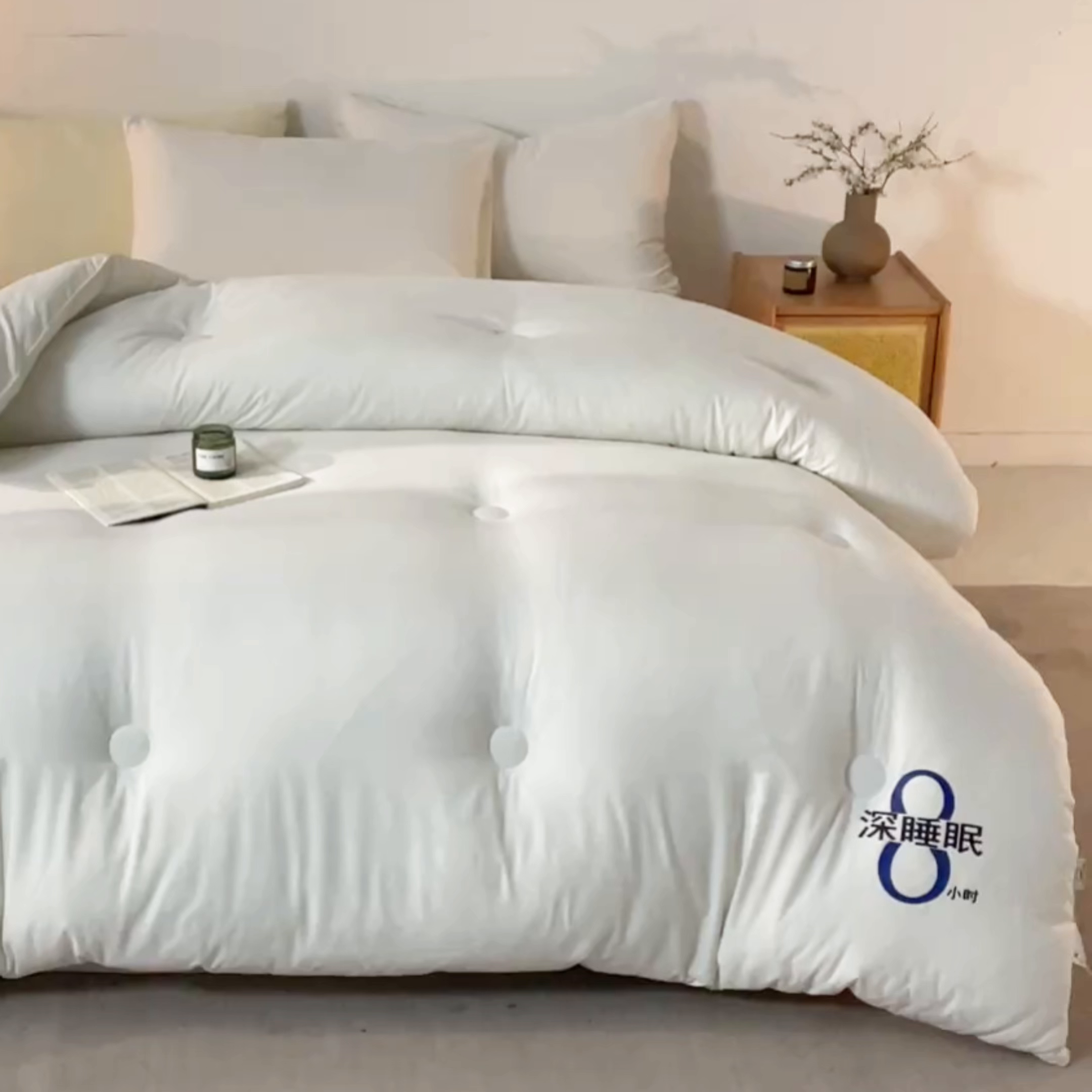 91家纺网 家纺一手货源 找家纺 芬晴家纺 2026春夏新款A类纯色棉花被冬被被子被芯 深睡眠-白