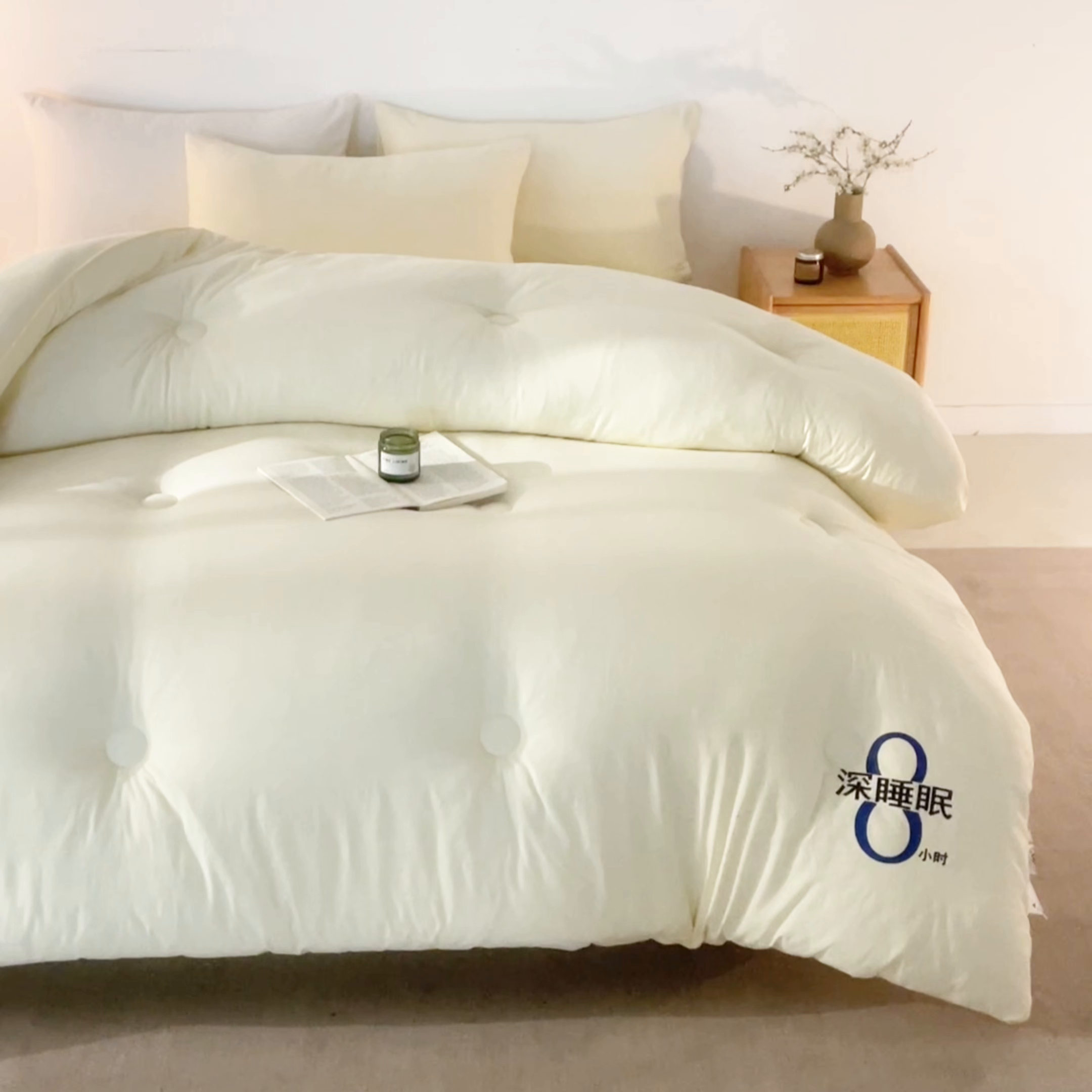 91家纺网 家纺一手货源 找家纺 芬晴家纺 2026春夏新款A类纯色棉花被冬被被子被芯 深睡眠-米黄