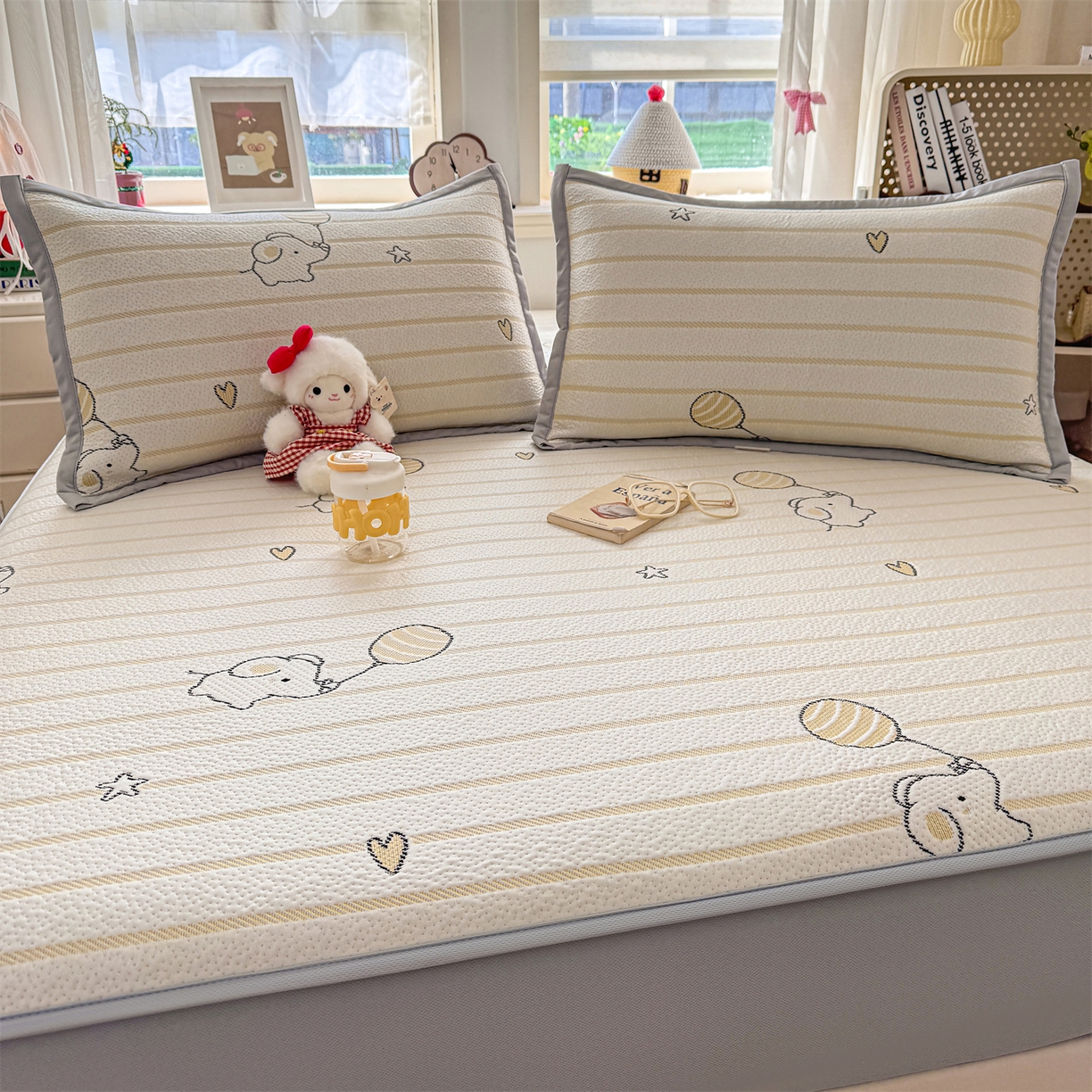 91家纺网 家纺一手货源 找家纺 （总）源舍家纺 2026新款A类PE卡通凉席三件套小红书爆款可水洗空调软席凉感值超0.25-床笠