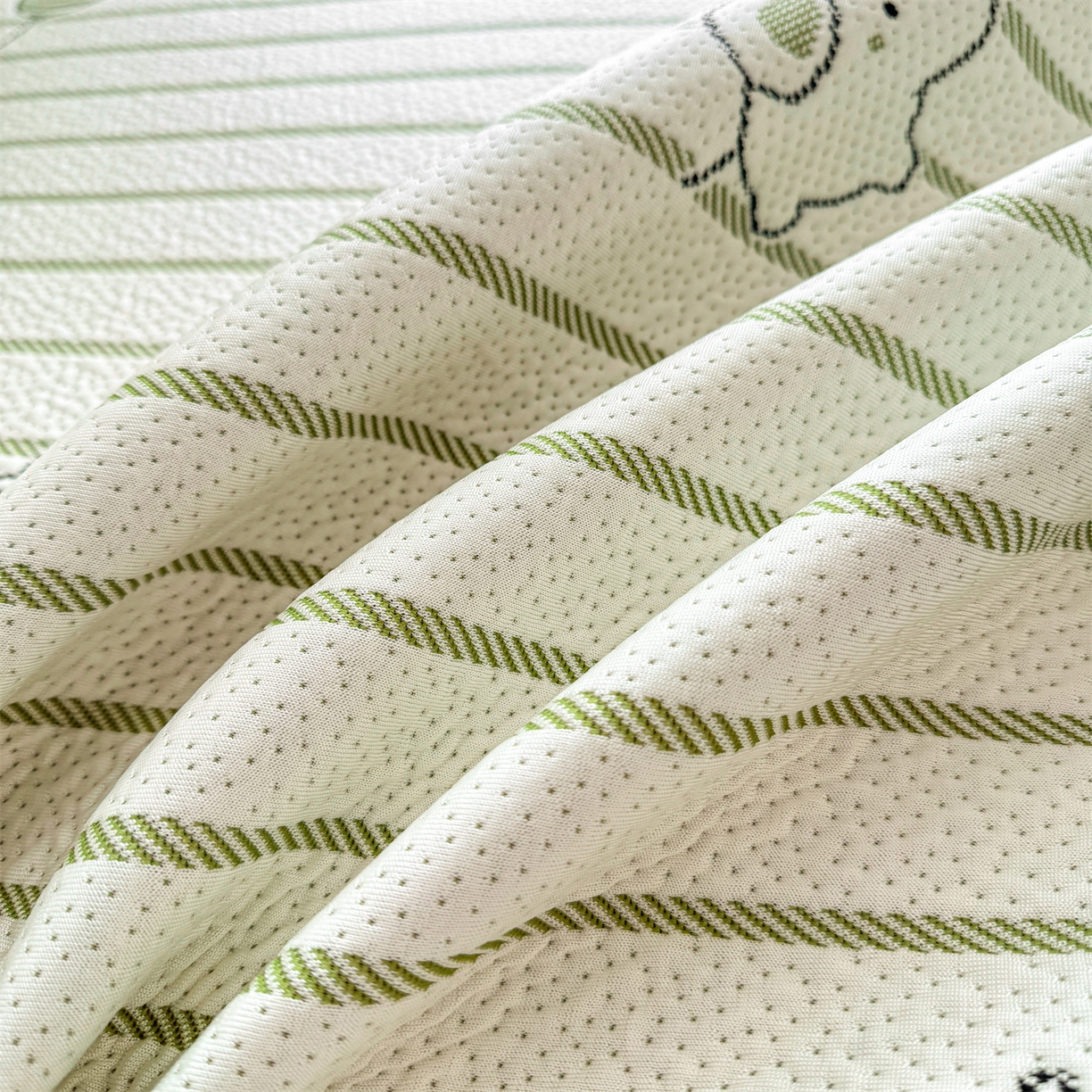 91家纺网 家纺一手货源 找家纺 源舍家纺 2026新款A类PE卡通凉席三件套小红书爆款可水洗空调软席凉感值超0.25-床笠 气球小象-绿啵啵床笠款