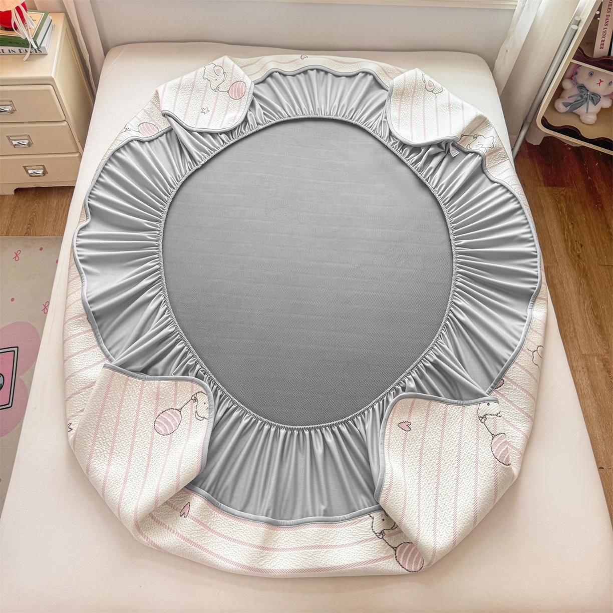 91家纺网 家纺一手货源 找家纺 源舍家纺 2026新款A类PE卡通凉席三件套小红书爆款可水洗空调软席凉感值超0.25-床笠 气球小象-粉啵啵床笠款