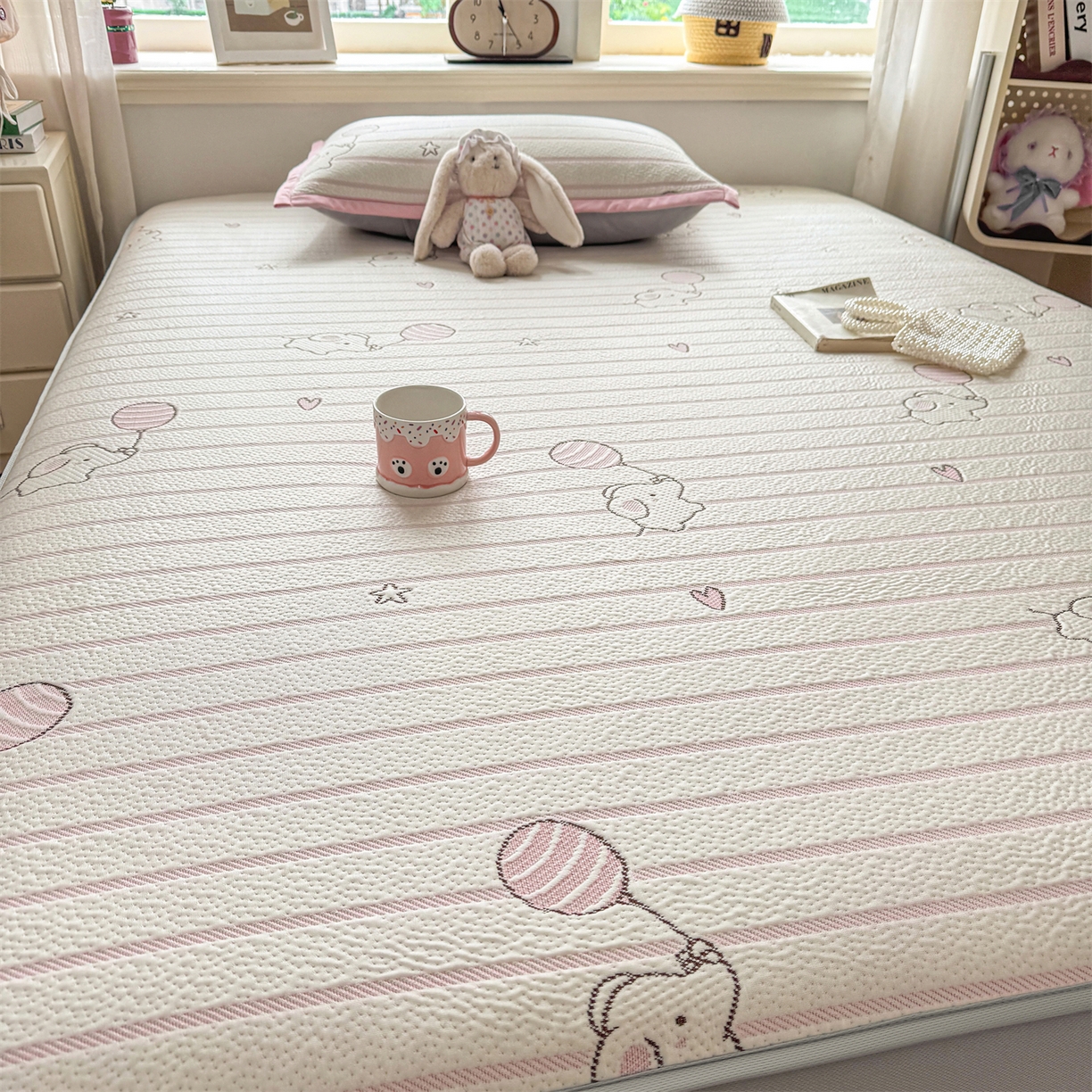 91家纺网 家纺一手货源 找家纺 源舍家纺 2026新款A类PE卡通凉席三件套小红书爆款可水洗空调软席凉感值超0.25-床笠 气球小象-粉啵啵床笠款