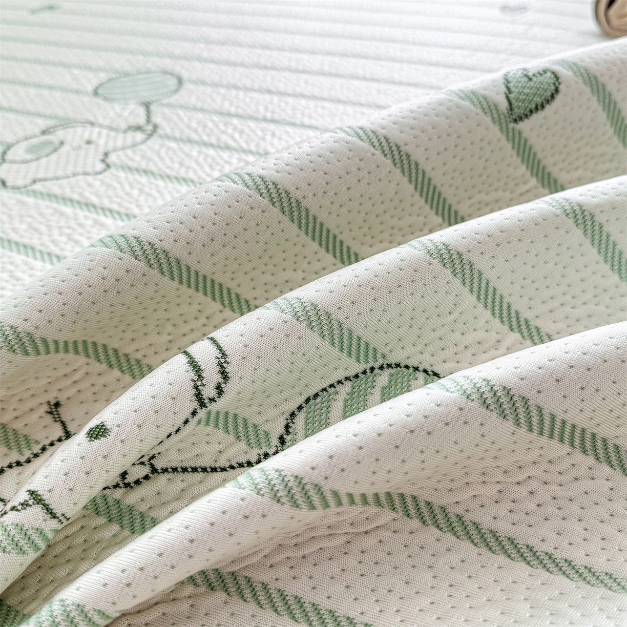 91家纺网 家纺一手货源 找家纺 源舍家纺 2026新款A类PE卡通凉席三件套小红书爆款可水洗空调软席凉感值超0.25-床笠 气球小象-青啵啵床笠款