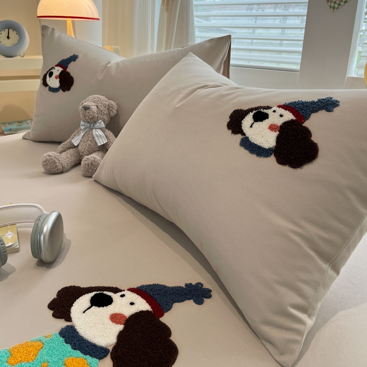 91家纺网 家纺一手货源 找家纺 其奥家纺 2026春夏新款纯棉全棉老粗布床笠纯色凉席 欢乐狗-奶咖