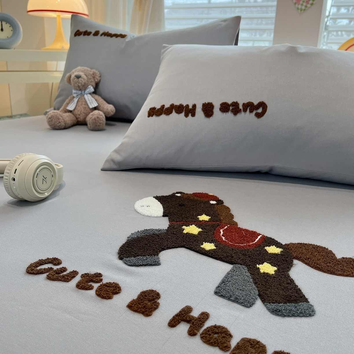 91家纺网 家纺一手货源 找家纺 其奥家纺 2026春夏新款纯棉全棉老粗布床笠纯色凉席 小马奔奔-灰