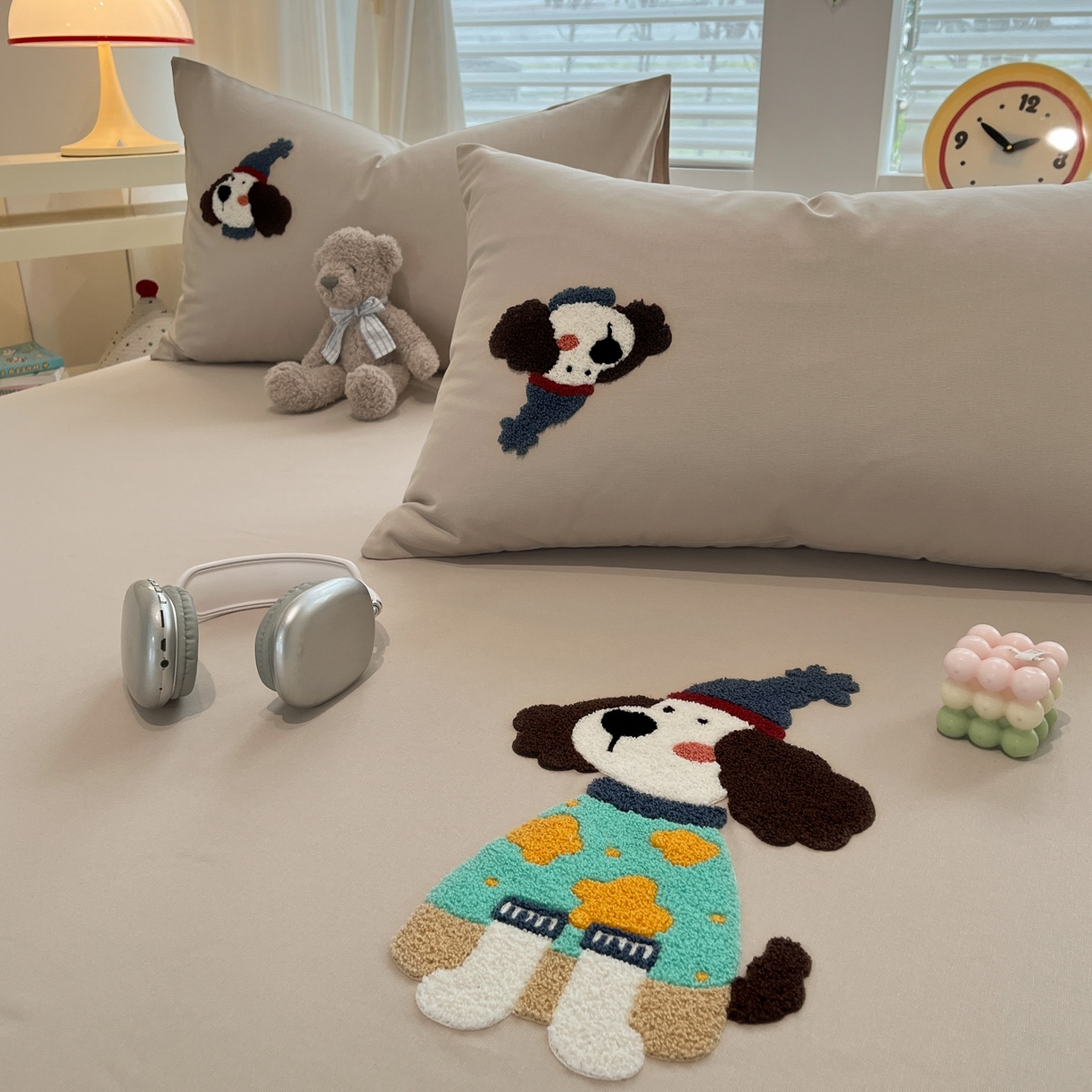 91家纺网 家纺一手货源 找家纺 其奥家纺 2026春夏新款纯棉全棉老粗布床笠纯色凉席 欢乐狗-奶咖