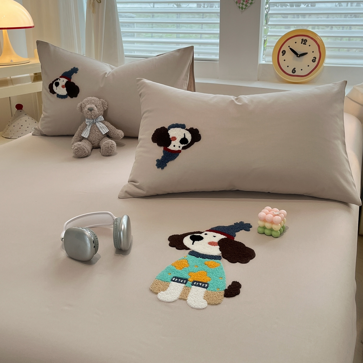 91家纺网 家纺一手货源 找家纺 其奥家纺 2026春夏新款纯棉全棉老粗布床笠纯色凉席 欢乐狗-奶咖