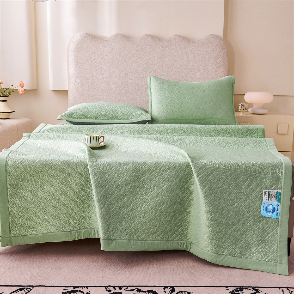 91家纺网 家纺一手货源 找家纺 （总）尚品凤凰 2026新款凉豆豆平铺款凉席--幸运草系列