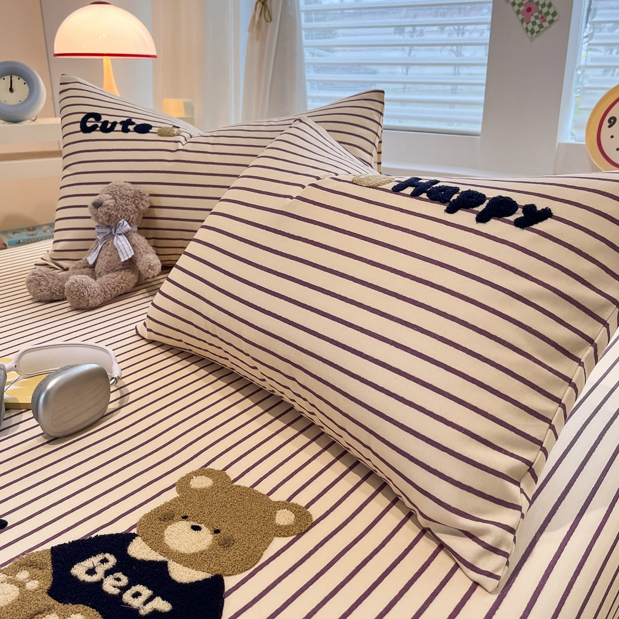 91家纺网 家纺一手货源 找家纺 其奥家纺 2026春夏新款纯棉全棉老粗布床笠印花凉席 奇迹熊-细条