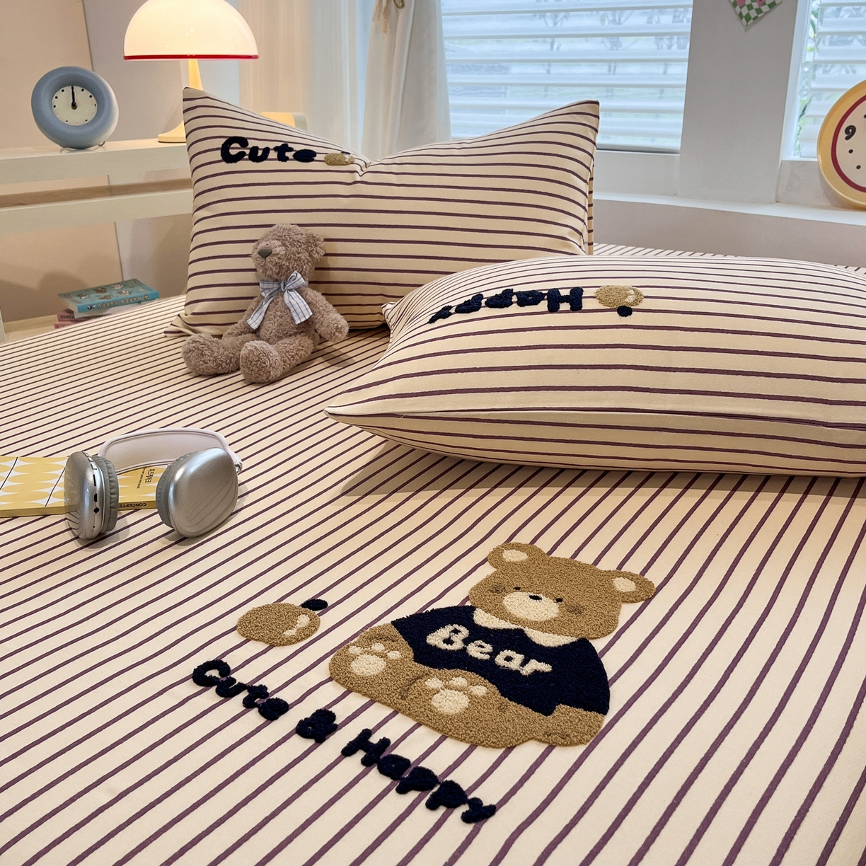 91家纺网 家纺一手货源 找家纺 其奥家纺 2026春夏新款纯棉全棉老粗布床笠印花凉席 奇迹熊-细条