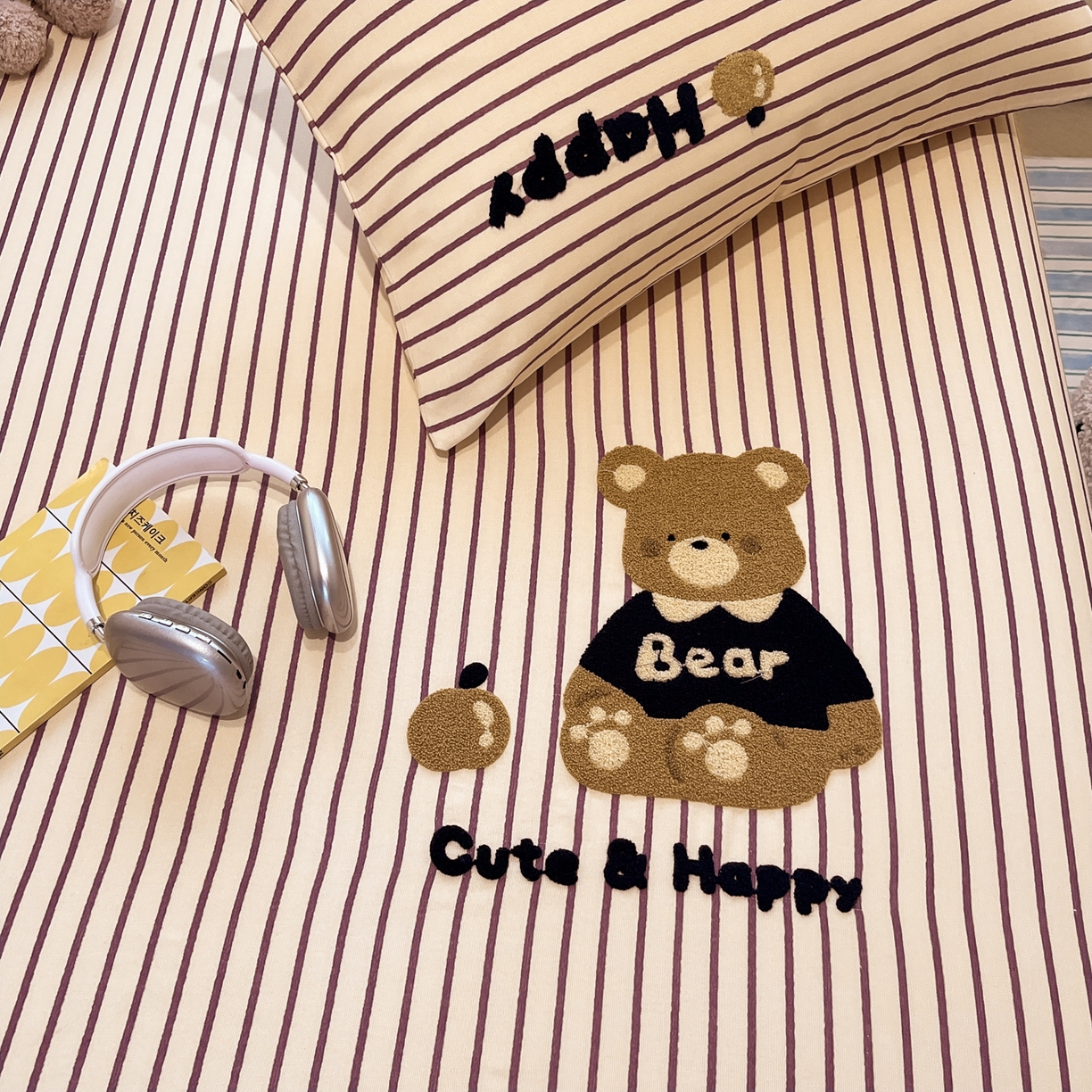 91家纺网 家纺一手货源 找家纺 其奥家纺 2026春夏新款纯棉全棉老粗布床笠印花凉席 奇迹熊-细条