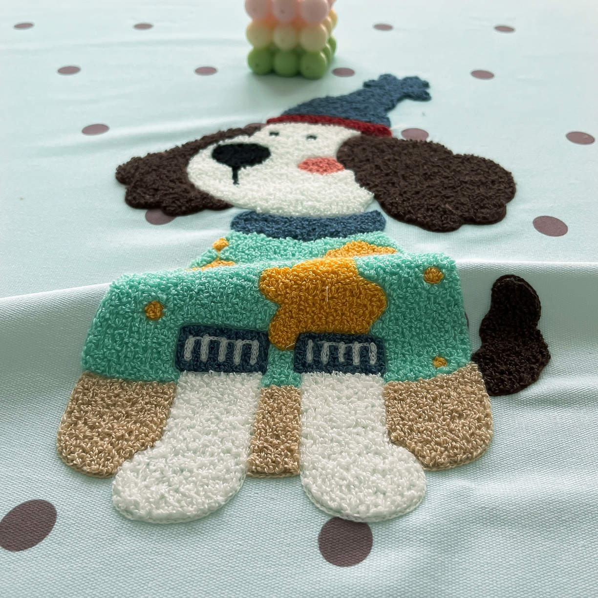 91家纺网 家纺一手货源 找家纺 其奥家纺 2026春夏新款纯棉全棉老粗布床笠印花凉席 欢乐狗-蓝黑点