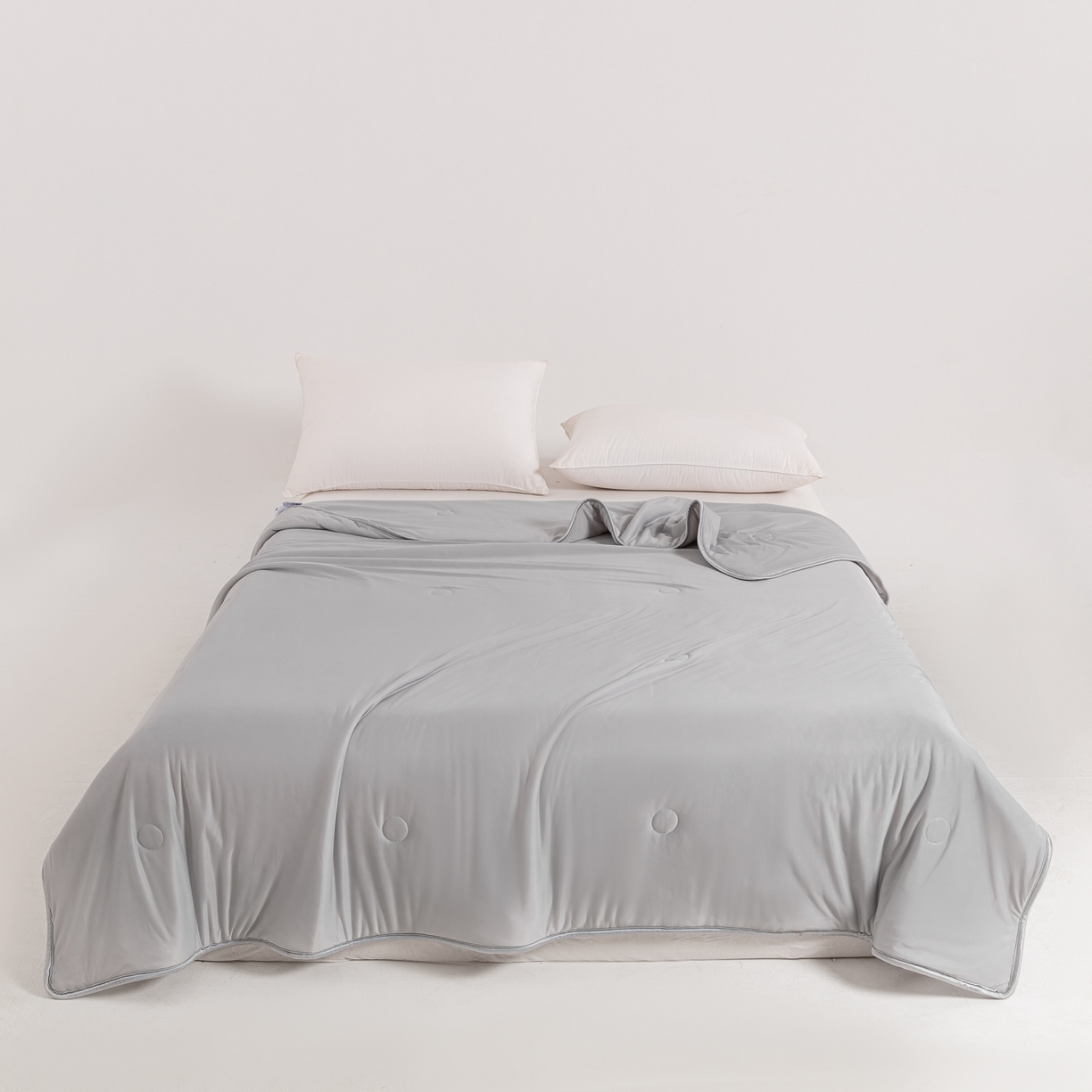 小老弟 2026新款凉感纯色双拼色夏被被子被芯 双面灰