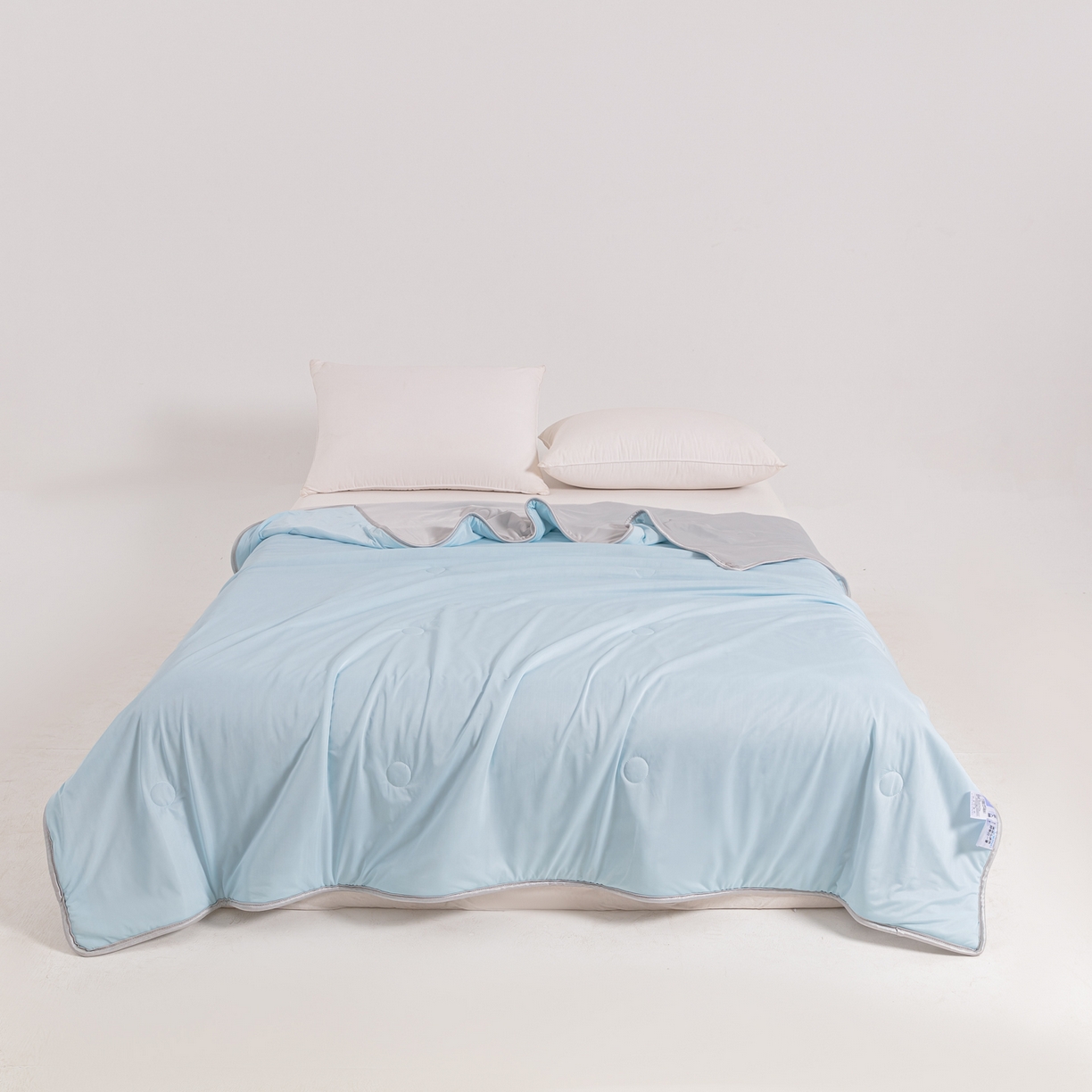 小老弟 2026新款凉感纯色双拼色夏被被子被芯 双拼蓝灰