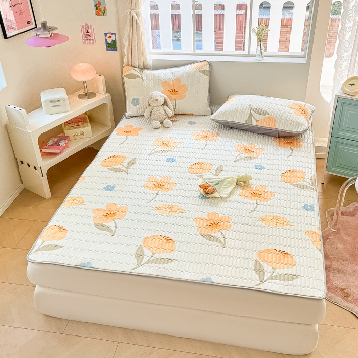 91家纺网 家纺一手货源 找家纺 川悦生活 2026春夏新款凉感丝凉席凉席席子 阿什花花