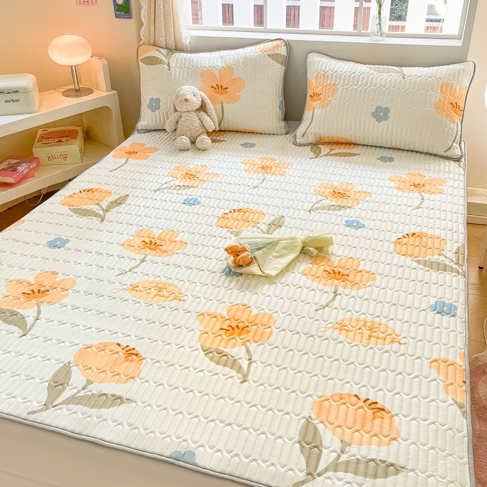 91家纺网 家纺一手货源 找家纺 川悦生活 2026春夏新款凉感丝凉席凉席席子 阿什花花