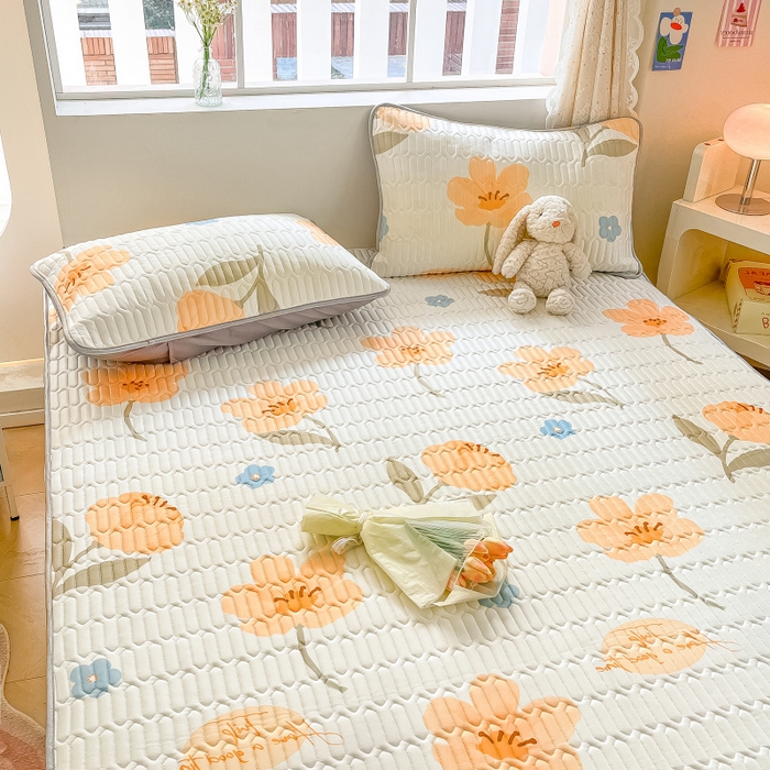 91家纺网 家纺一手货源 找家纺 川悦生活 2026春夏新款凉感丝凉席凉席席子 阿什花花