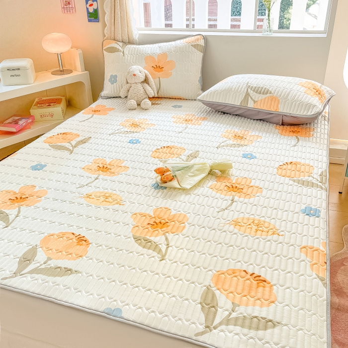 91家纺网 家纺一手货源 找家纺 川悦生活 2026春夏新款凉感丝凉席凉席席子 阿什花花