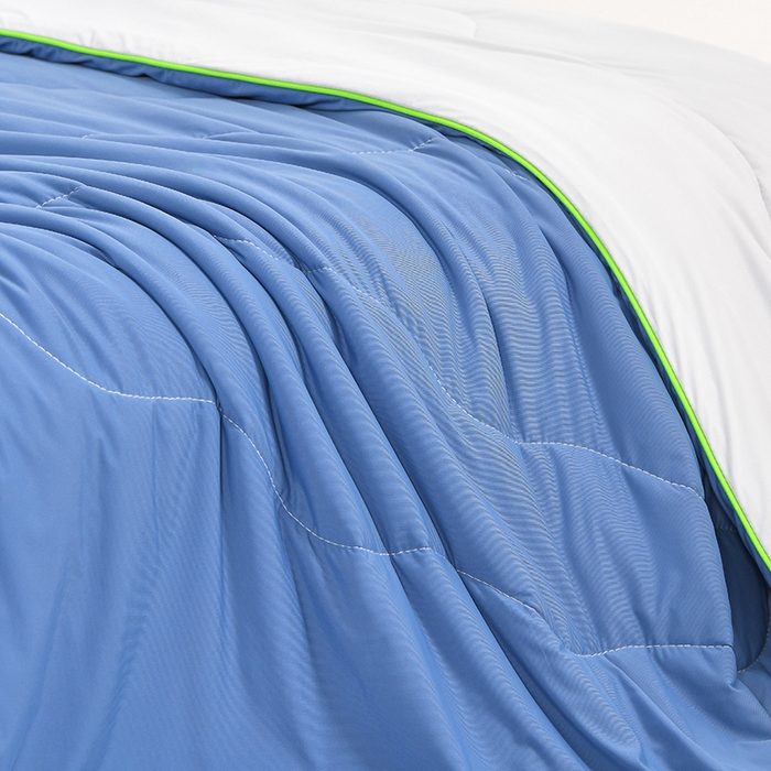 91家纺网 家纺一手货源 找家纺 亚龙工厂店 2026新款某岛同款云母冰丝凉感瓜瓜被 海盐波波-蓝拼灰