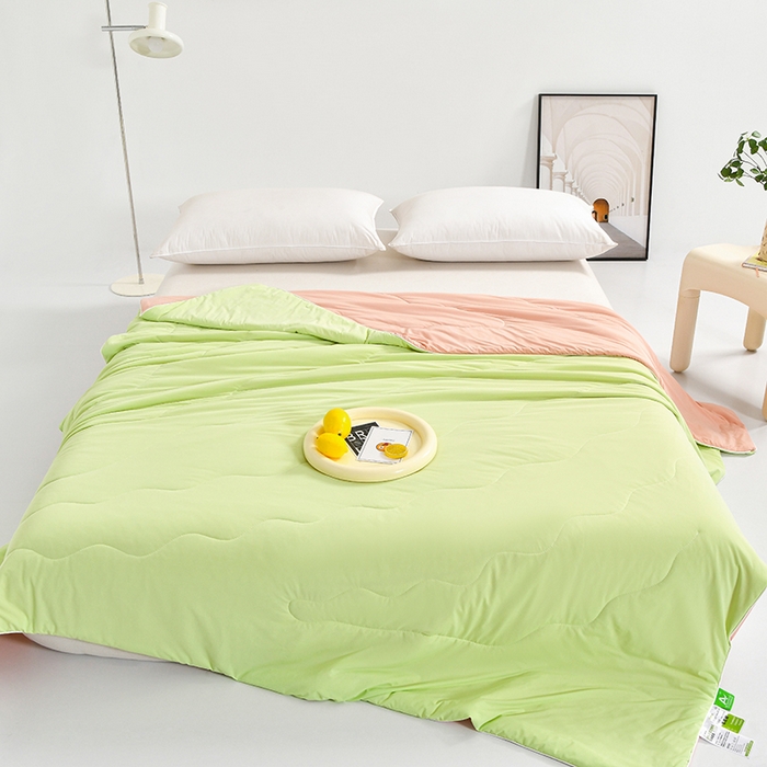 91家纺网 家纺一手货源 找家纺 亚龙工厂店 2026新款某岛同款云母冰丝凉感瓜瓜被 凉凉西瓜-绿拼红