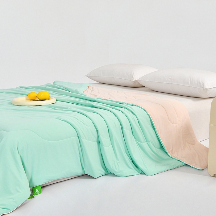 91家纺网 家纺一手货源 找家纺 亚龙工厂店 2026新款某岛同款云母冰丝凉感瓜瓜被 夏日蜜瓜-绿拼粉