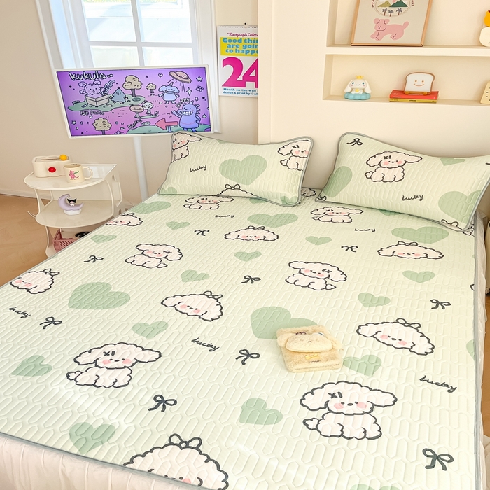 91家纺网 家纺一手货源 找家纺 川悦生活 2026春夏新款凉感丝凉席凉席席子 啵唧小狗