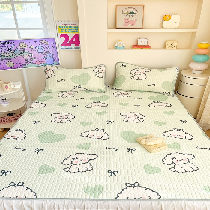 91家纺网 家纺一手货源 找家纺 川悦生活 2026春夏新款凉感丝凉席凉席席子 啵唧小狗