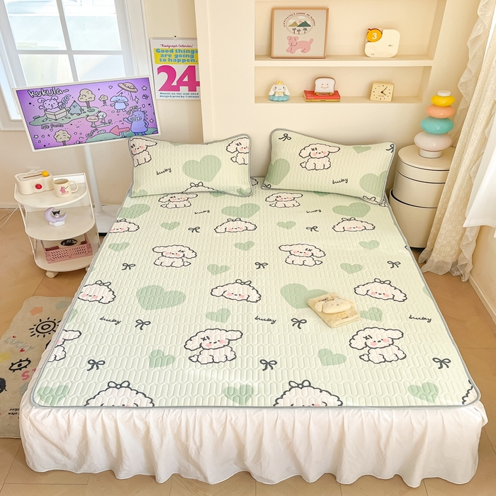 91家纺网 家纺一手货源 找家纺 川悦生活 2026春夏新款凉感丝凉席凉席席子 啵唧小狗