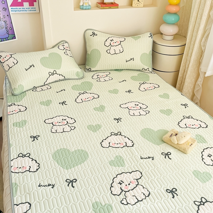 91家纺网 家纺一手货源 找家纺 川悦生活 2026春夏新款凉感丝凉席凉席席子 啵唧小狗