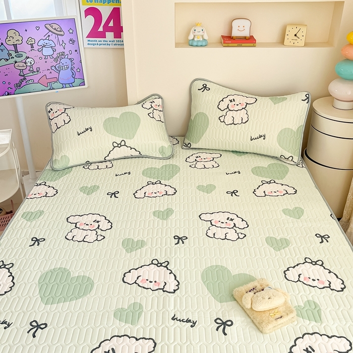 91家纺网 家纺一手货源 找家纺 川悦生活 2026春夏新款凉感丝凉席凉席席子 啵唧小狗