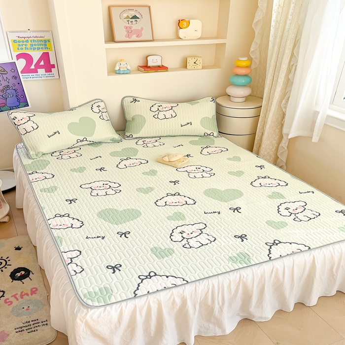 91家纺网 家纺一手货源 找家纺 川悦生活 2026春夏新款凉感丝凉席凉席席子 啵唧小狗