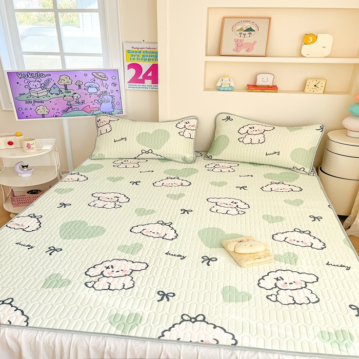 91家纺网 家纺一手货源 找家纺 川悦生活 2026春夏新款凉感丝凉席凉席席子 啵唧小狗