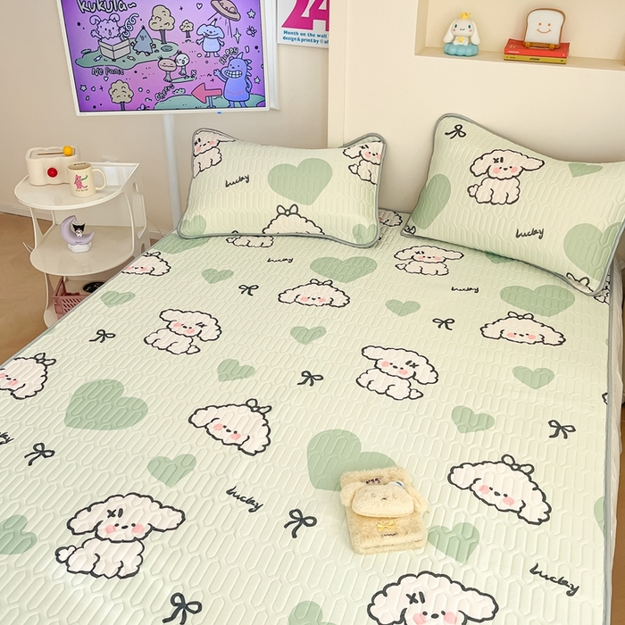 91家纺网 家纺一手货源 找家纺 川悦生活 2026春夏新款凉感丝凉席凉席席子 啵唧小狗