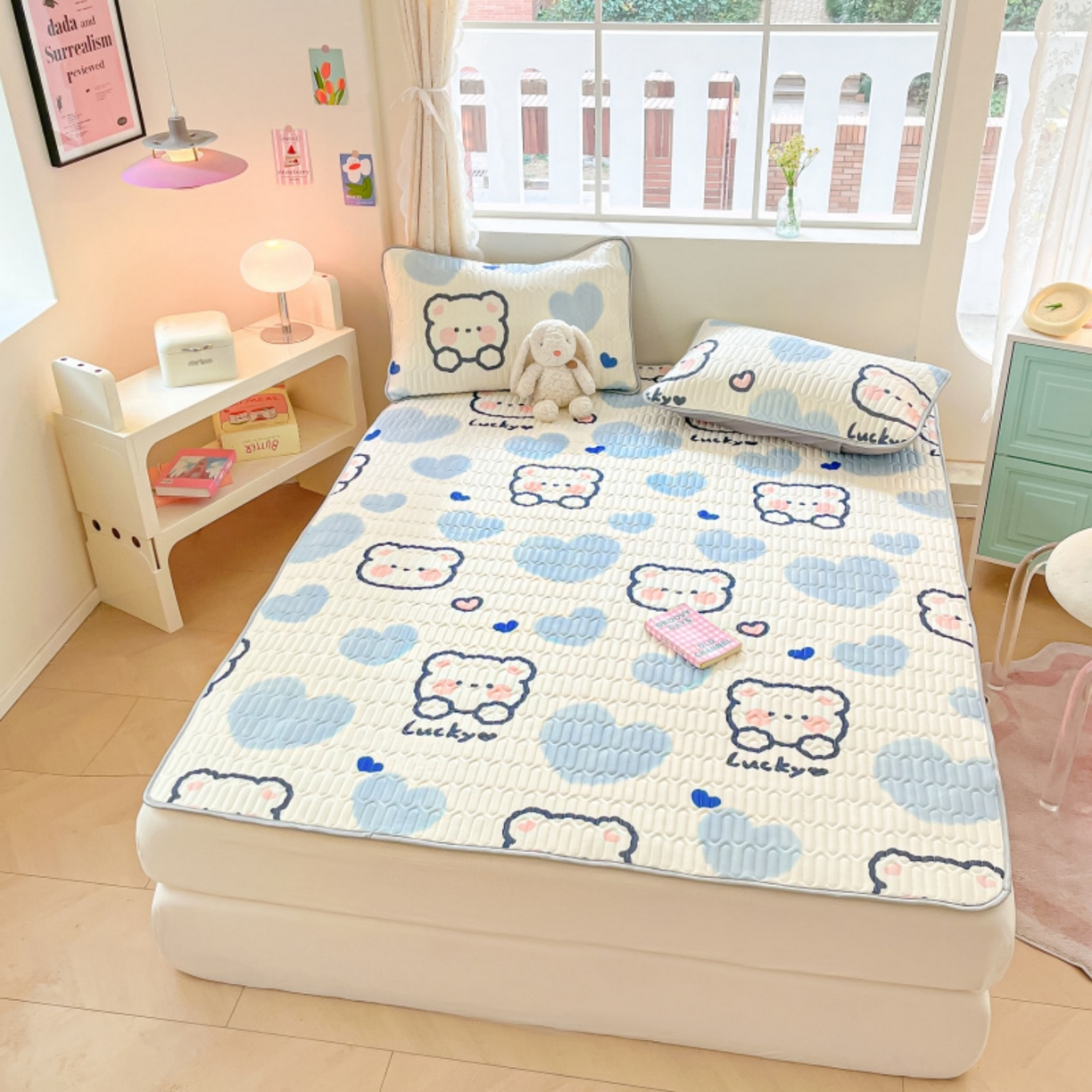 91家纺网 家纺一手货源 找家纺 川悦生活 2026春夏新款凉感丝凉席凉席席子 嘟嘟小熊