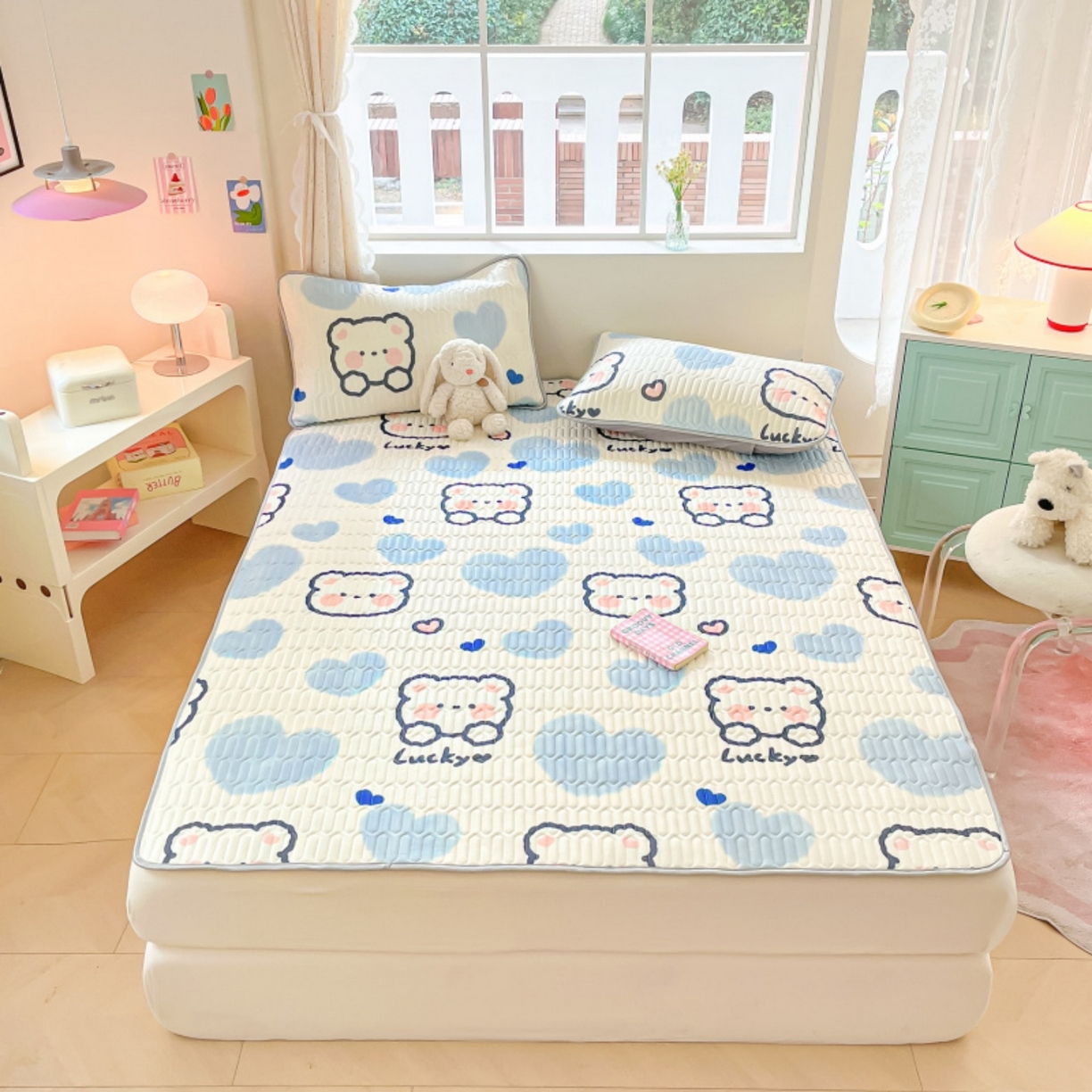 91家纺网 家纺一手货源 找家纺 川悦生活 2026春夏新款凉感丝凉席凉席席子 嘟嘟小熊