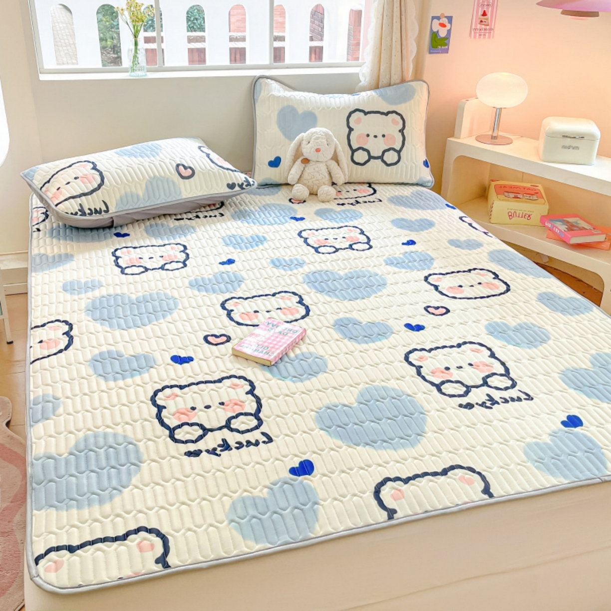 91家纺网 家纺一手货源 找家纺 川悦生活 2026春夏新款凉感丝凉席凉席席子 嘟嘟小熊