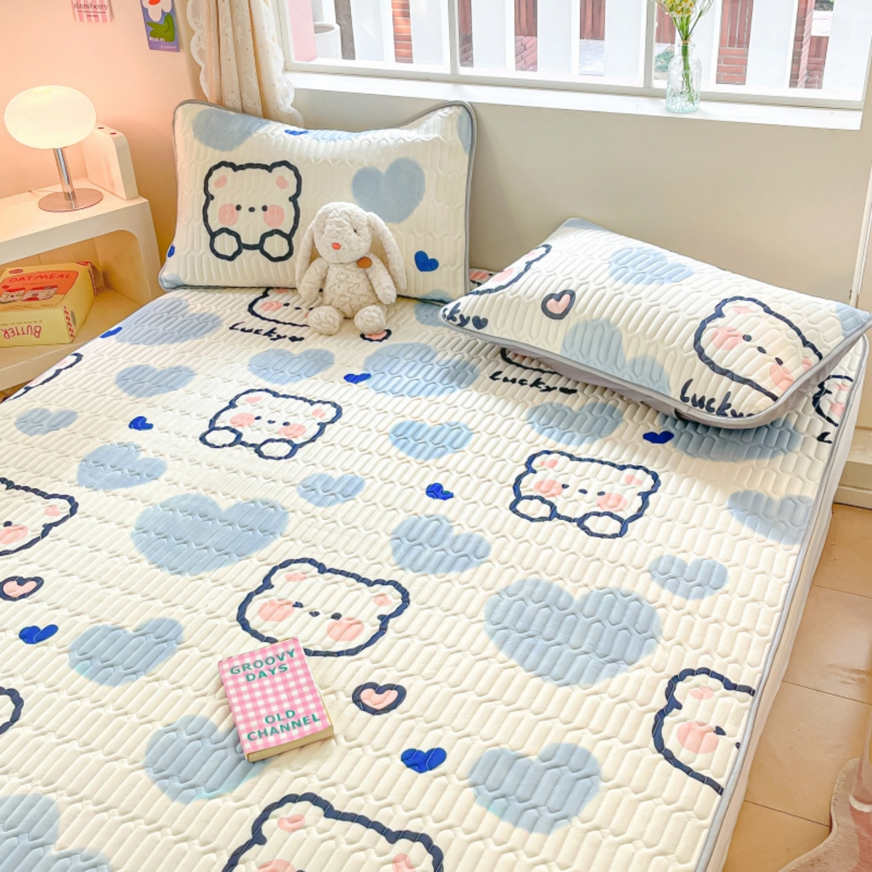 91家纺网 家纺一手货源 找家纺 川悦生活 2026春夏新款凉感丝凉席凉席席子 嘟嘟小熊