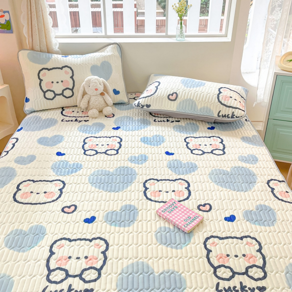 91家纺网 家纺一手货源 找家纺 川悦生活 2026春夏新款凉感丝凉席凉席席子 嘟嘟小熊