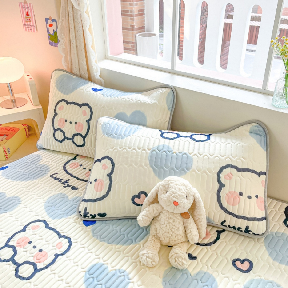 91家纺网 家纺一手货源 找家纺 川悦生活 2026春夏新款凉感丝凉席凉席席子 嘟嘟小熊