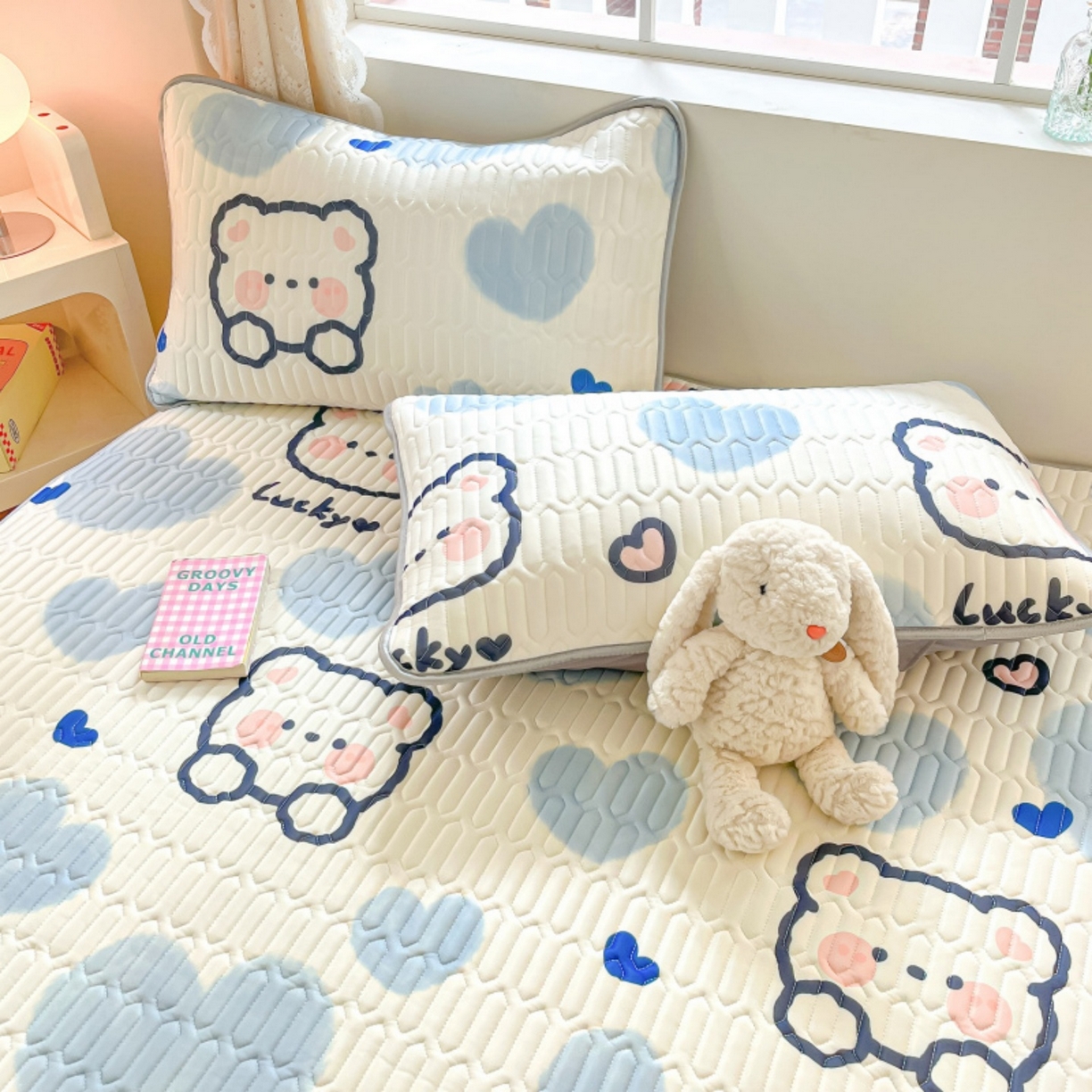 91家纺网 家纺一手货源 找家纺 川悦生活 2026春夏新款凉感丝凉席凉席席子 嘟嘟小熊