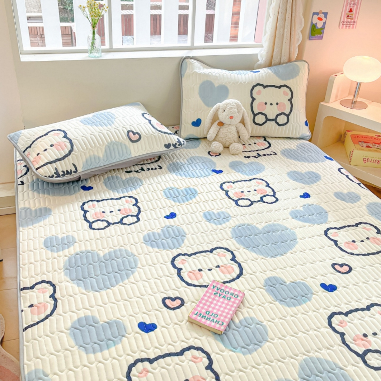 91家纺网 家纺一手货源 找家纺 川悦生活 2026春夏新款凉感丝凉席凉席席子 嘟嘟小熊