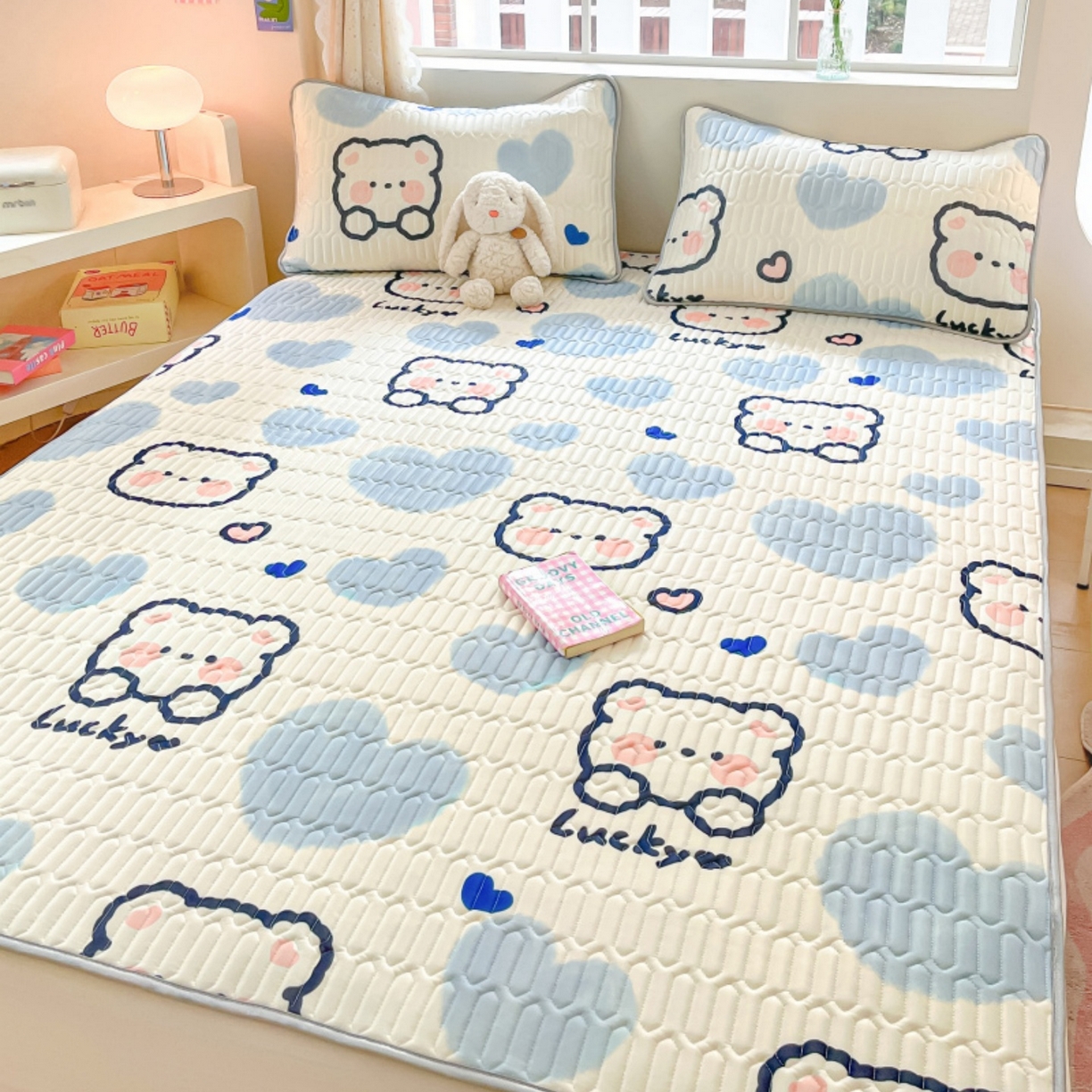 91家纺网 家纺一手货源 找家纺 川悦生活 2026春夏新款凉感丝凉席凉席席子 嘟嘟小熊