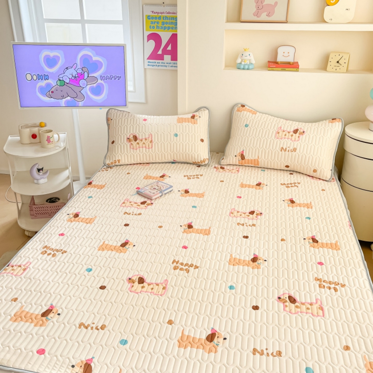 91家纺网 家纺一手货源 找家纺 川悦生活 2026春夏新款凉感丝凉席凉席席子 哆啦腊肠